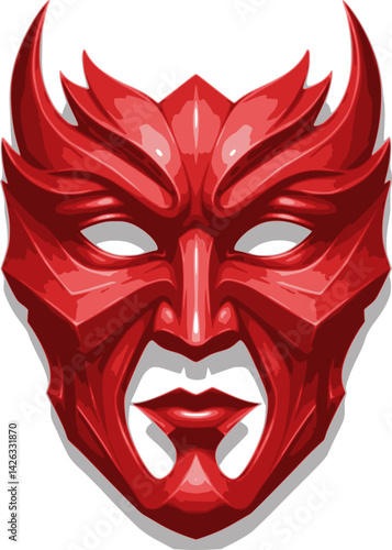 Red face mask vector illustration with evil like design 