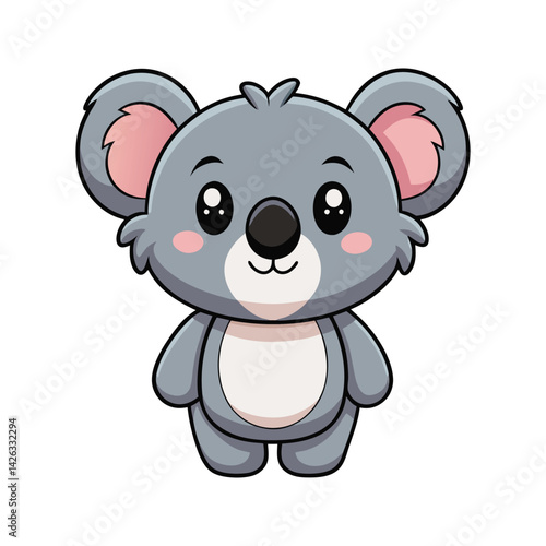 Adorable cartoon koala in blue outfit vector illustration isolated on white background