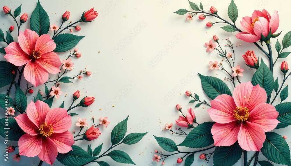 Obraz premium Intricate floral design with delicate leaves and blossoms , pretty, intricate