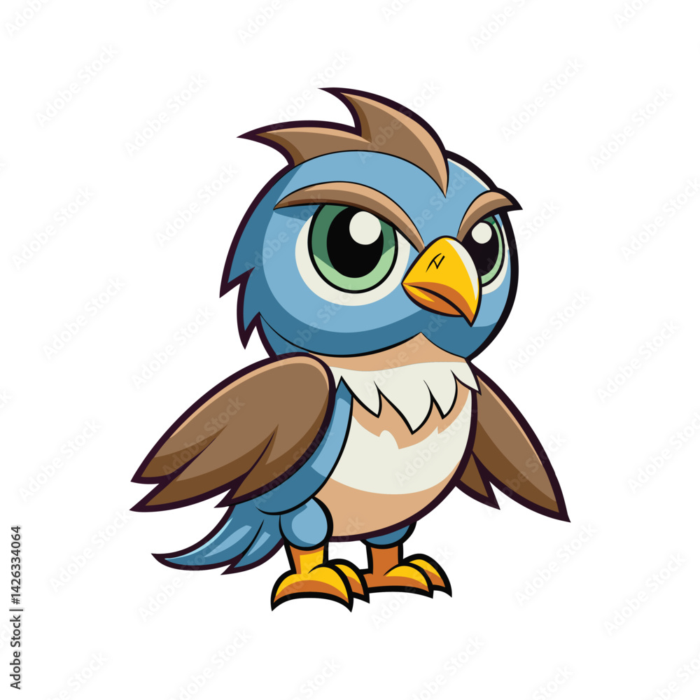 Fototapeta premium Adorable falcon character with a friendly expression Vector illustration isolated on white background