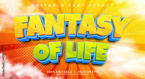 fantasy of life 3d vector text effect with modern style design