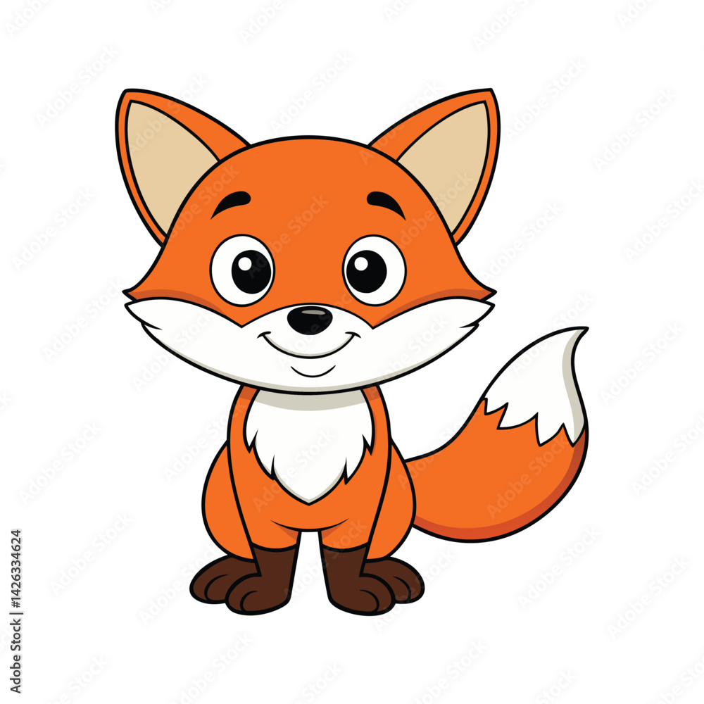 Obraz premium Adorable fox mascot design with a cheerful smile Vector illustration isolated on white background