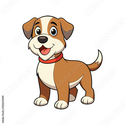 Adorable mastiff dog with brown and tan coat vector illustration isolated on white background