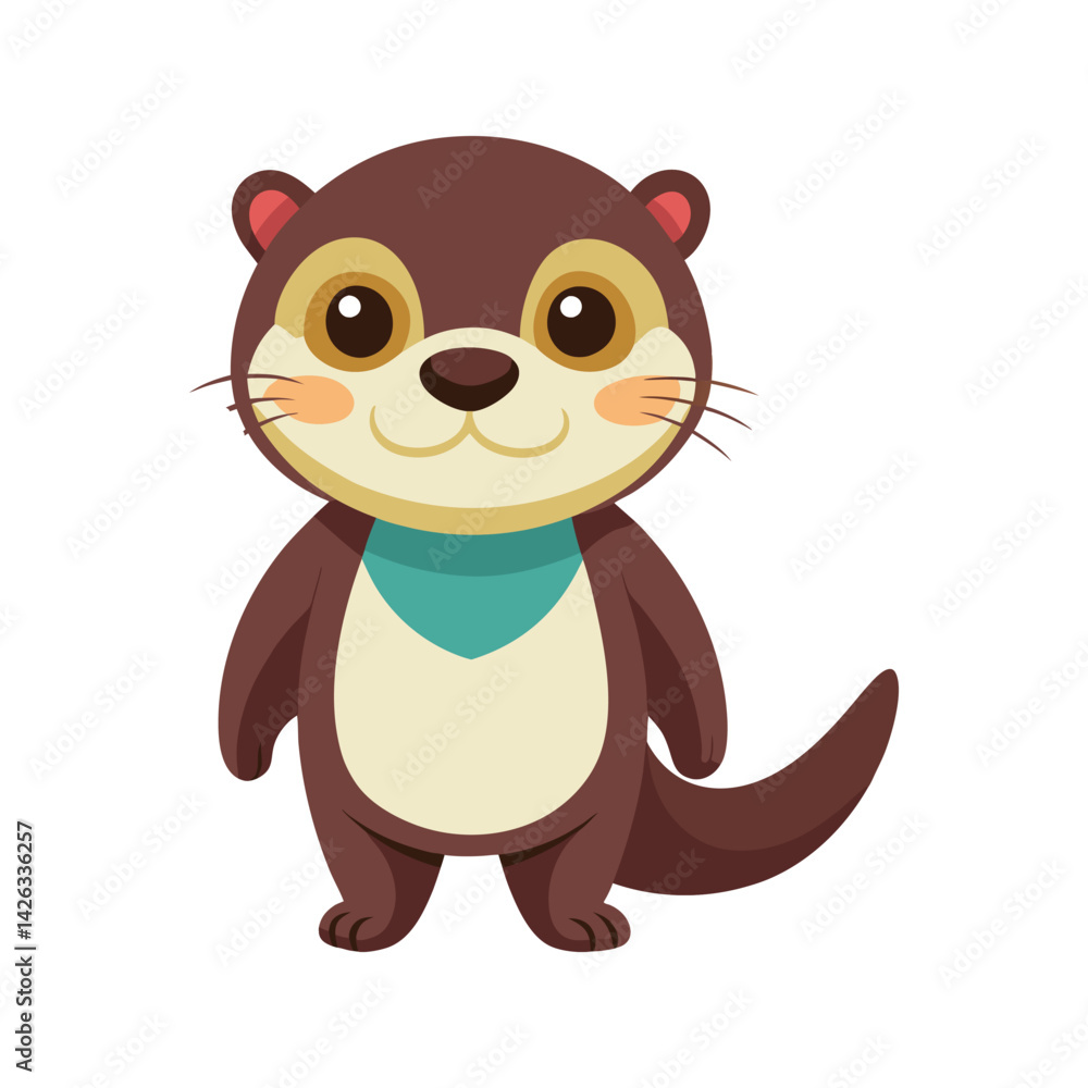 Obraz premium Adorable otter character with a playful expression Vector illustration isolated on white background