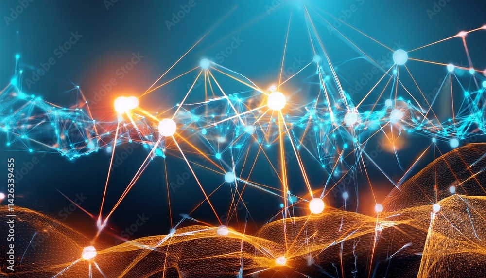 Fototapeta premium Abstract Network Connections Digital Data Flow Visualization