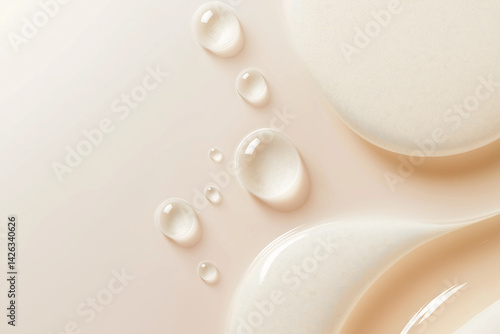Hydrating Cream Texture: Close Up with Water Droplets