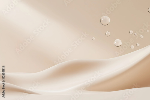 Cream Texture with Water Droplets: Abstract Skincare Background