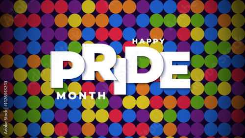 Pride Month Banner With Rainbow Gradient Ribbon Background. Celebrating Pride Month Web Banner Design. Trendy Pride Banner with Pride Month Text and Colorful Rainbow.