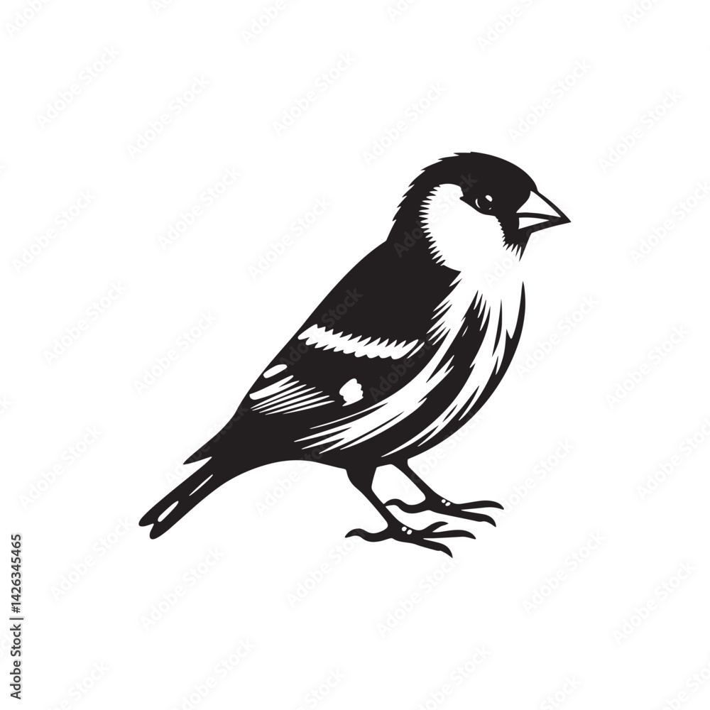 Obraz premium Charming American Goldfinch Silhouette Vector - Vibrant Bird Design Perfect for Nature Art - Minimalist American Goldfinch Illustration.
