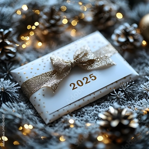 New Year 2025 Gift Card with Winter Decor