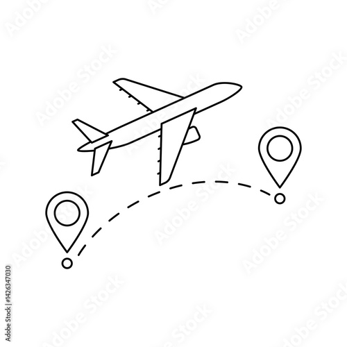 Obraz na płótnie Airplane with markers icon. Air travel and tourism item. w salonie