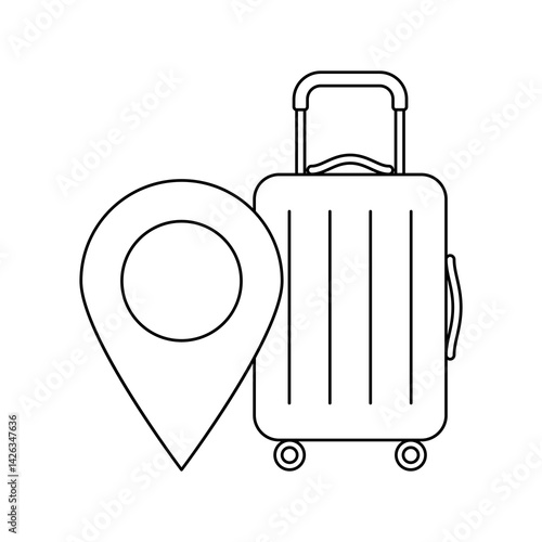 Obraz na płótnie Suitcase with marker icon. Travel illustration and tourism item. w salonie