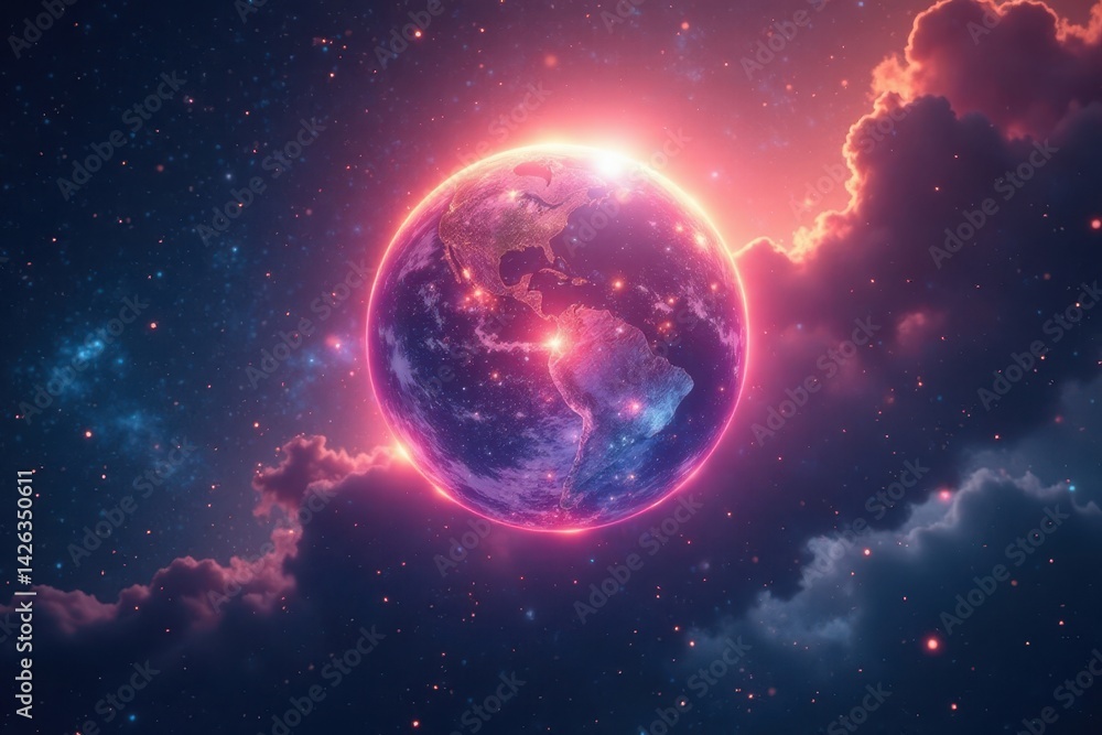 Naklejka premium Cosmic energy emanating from a shining sphere , energy, celestial