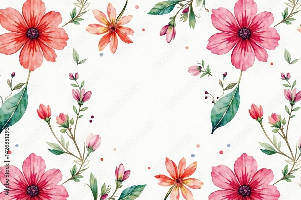 Obraz premium Delicate watercolor flower design, endless repeat , delicate, summer, vibrant