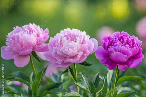 Wallpaper Mural Colorful peonies bloom in a garden during spring showcasing vibrant petals in various shades of pink and purple under bright sunlight Torontodigital.ca