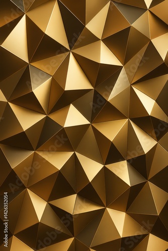 Abstract Gold Geometric Pattern:  A Luxurious 3D Polygonal Design