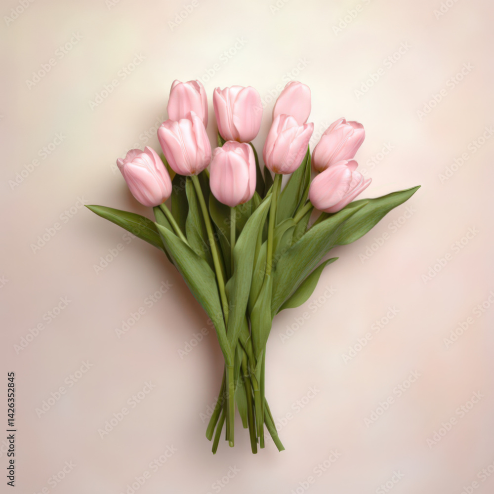 Fototapeta premium A bouquet of pink tulips. Spring flowers.