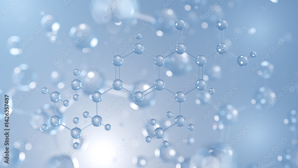 Pipemidic acid molecular structure 3d, antibiotic structural chemical formula view from a microscope Pipemidic acid molecular structure 3d, antibiotic structural chemical formula view from a microscope