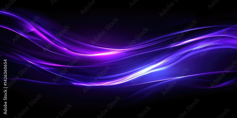 Abstract Glowing Purple and Blue Waves on Black Background Abstract Glowing Purple and Blue Waves on Black Background