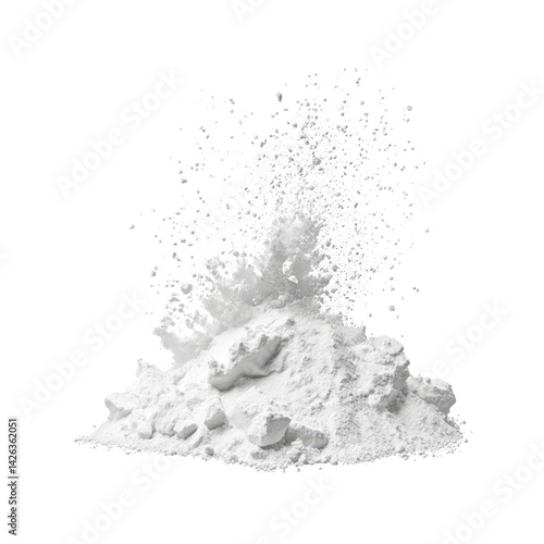 White Powder Explosion on Transparent Background
