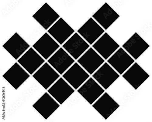 Geometric diamond collage photo frame template for modern wall art display. Grid and texture layout with tilted square photo Frames. Background and mood board for portfolio, photography showcase, web.