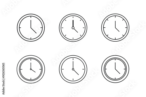 clock icon vector line art illustration