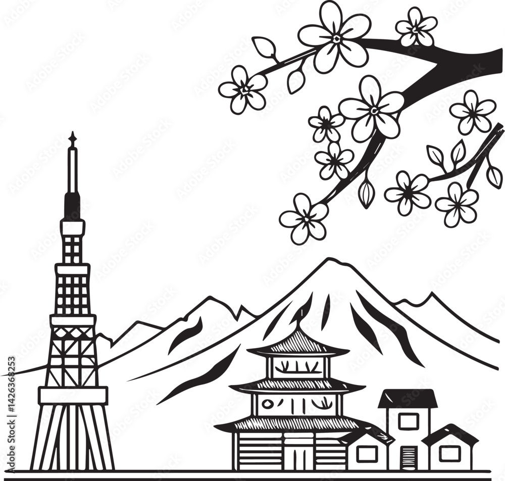 Fototapeta premium vector illustration of a japanese 