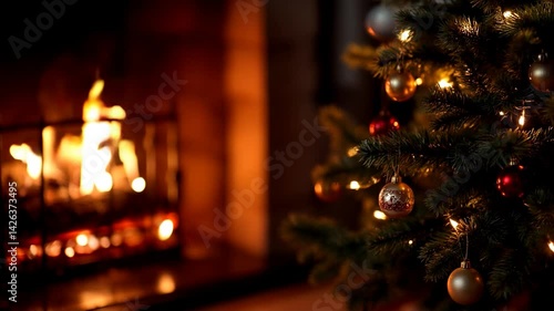 Christmas Hearth - Firelight & Tree Silhouette in 6K