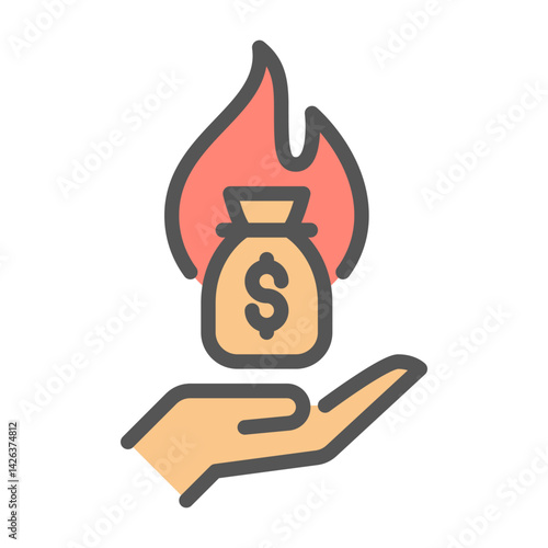 Corruption filled outline icon. illegal money color line illustration.