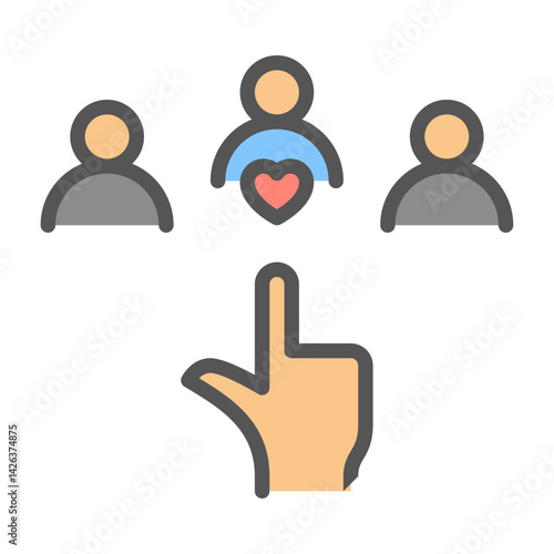 Nepotism filled outline icon. favoritism color line illustration.