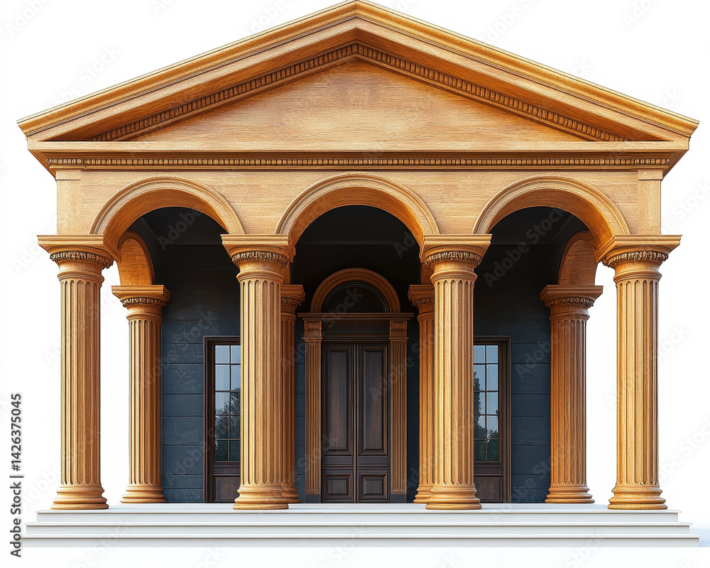 Obraz premium Hyper-realistic Architectural Entablature with Classical Columns on White Background