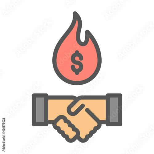 Collusion filled outline icon. corruption color line illustration.