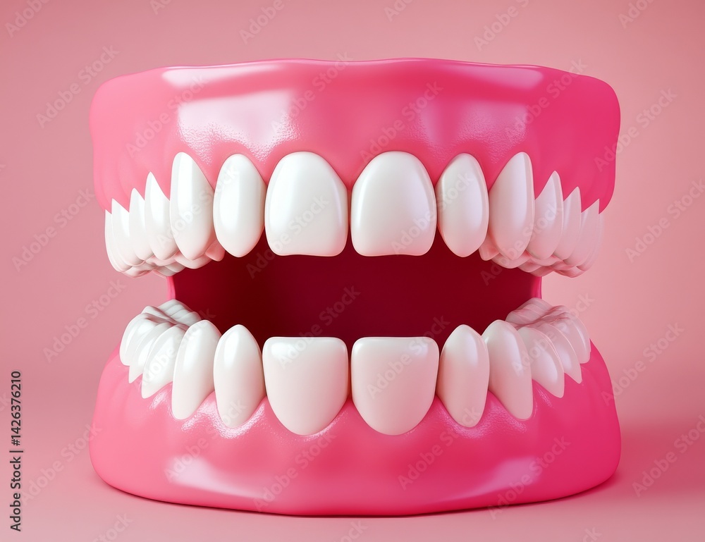 Obraz premium Anatomically correct illustration of human mandibular teeth and gums in 3D
