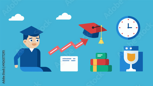 A visual timeline showing the before and after effects of consolidating student loans with the before side representing stress and frustration and the. Vector illustration