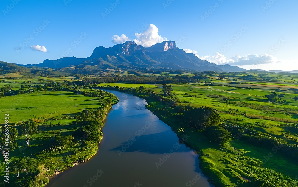 Fototapeta premium Mountain River Valley Vista