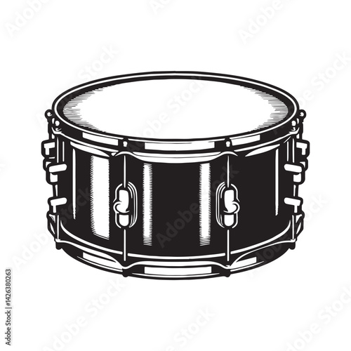 Compact Snare Drum silhouette, small but mighty – Snare Drum illustration – Minimalist Snare Drum vector – Musical instrument silhouette

