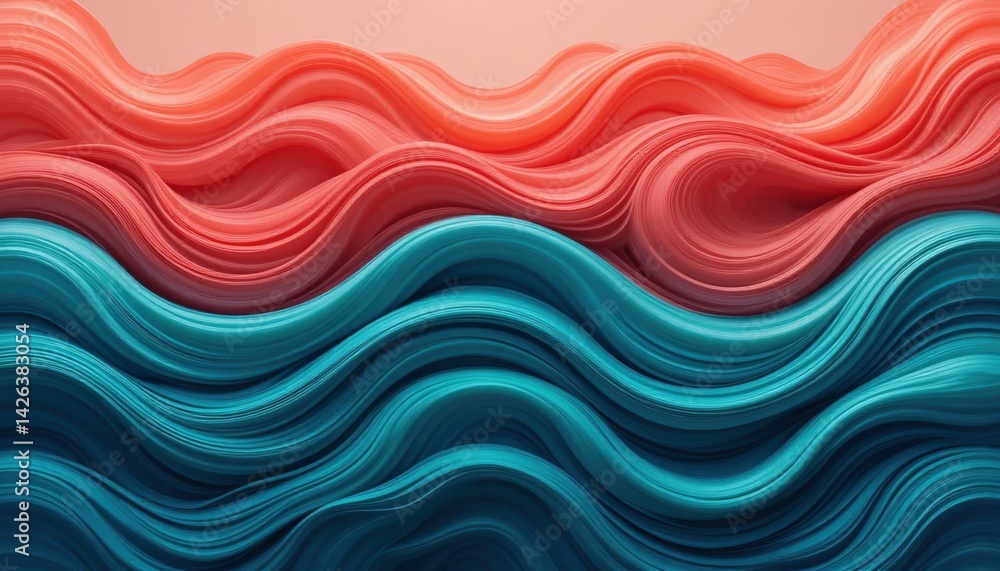 Abstract waves of blue and coral flowing together artistic background digital art creative environment close-up view fluid dynamics Abstract waves of blue and coral flowing together artistic background digital art creative environment close-up view fluid dynamics