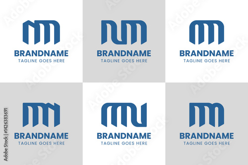 Letters NM and MN Monogram Logo Set, suitable for any business with MN or NM initials