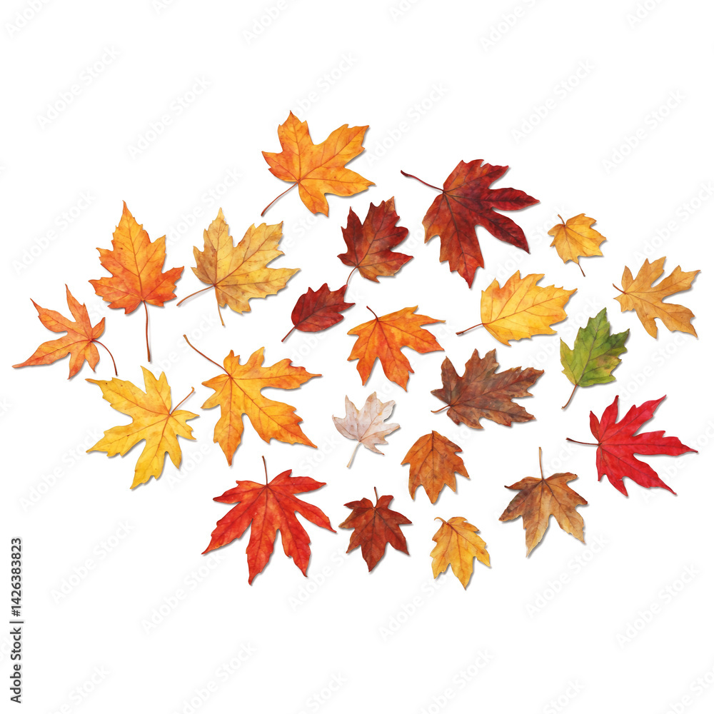 Beautiful autumn leaf cutout collection watercolor art illustration transparent background isolated png stock Beautiful autumn leaf cutout collection watercolor art illustration transparent background isolated png stock