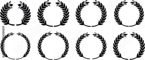 Set of wreaths and branches with leaves. Hand drawing laurel wreaths and branches collection. Laurels wreaths, swirls, twigs and flower ornaments. Herbs, flowers and plants elements with vector
