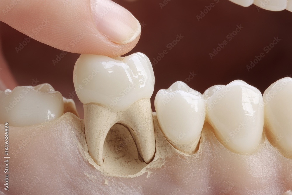 Fototapeta premium When baby teeth become infected with caries, they can fall out, break, and turn black, at which point medical treatment with medicine is necessary