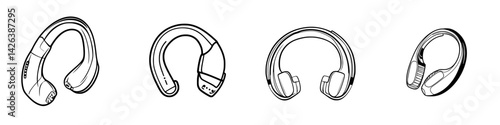 Collection of diverse headphone icons showcasing various designs and styles for music enthusiasts and audio lovers