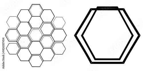 Hexagon icon set featuring various hexagonal shapes suitable for design projects and applications