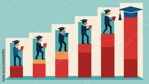 A bar graph displaying the increasing burden of student loan debt on recent college graduates with higher numbers each year.. Vector illustration