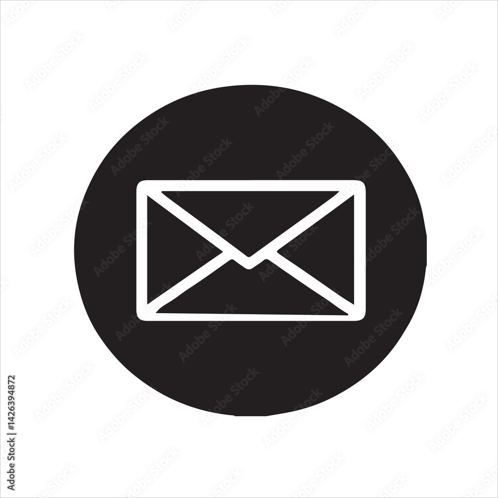 Simple black email icon on white background. Simple black email icon on white background.