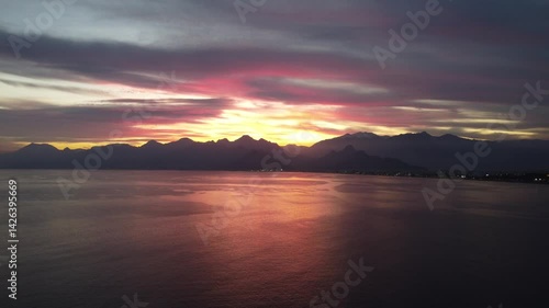 Red sunset over the sea