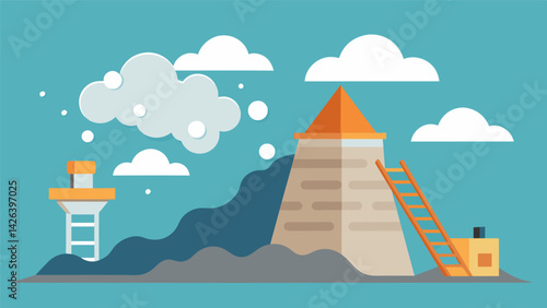 The faint smell of fresh cement lingering in the air a sure sign of progress on the construction site.. Vector illustration