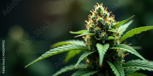 Wallpaper Mural Delicate cannabis buds with sparkling crystal trichomes, green, plant Torontodigital.ca