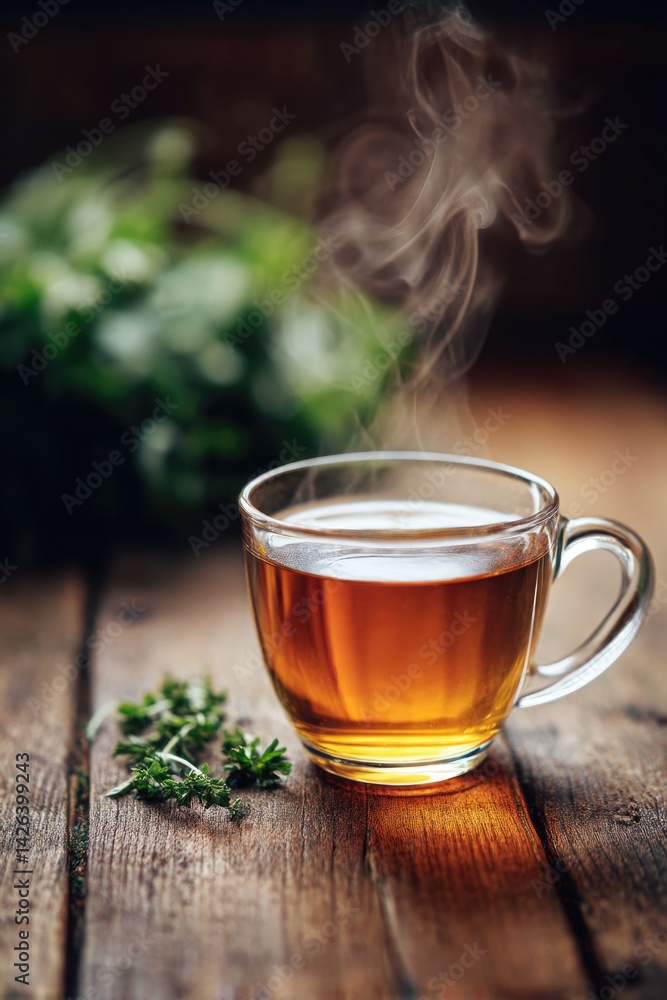Cup of Tea on Wooden Table Cup of Tea on Wooden Table