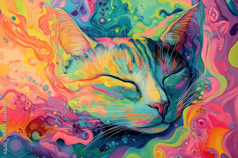 A cat blending seamlessly into a vibrant ju